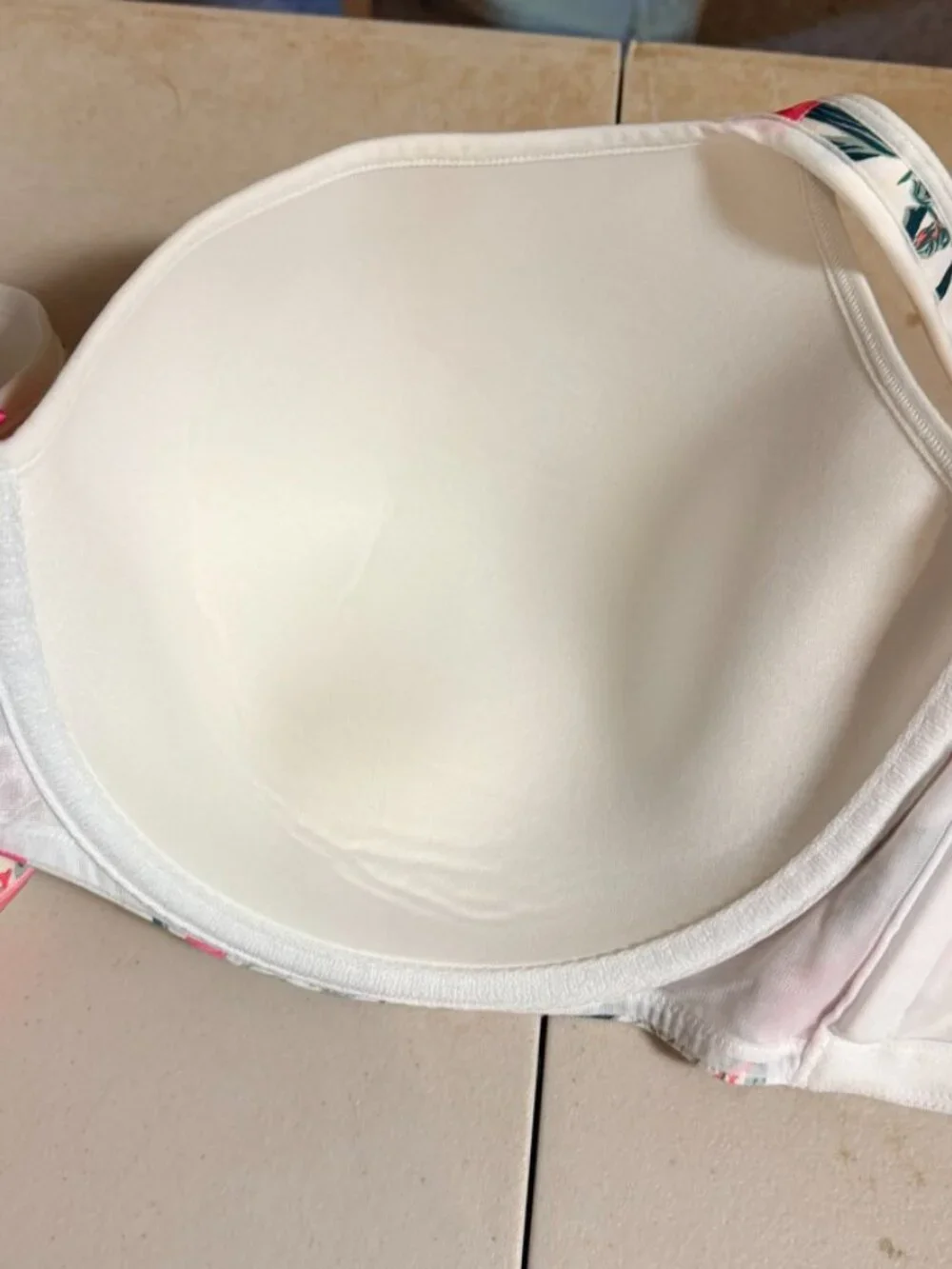 Cacique 44H Floral T-Shirt Bra White Pink Full Coverage Underwire Lane Bryant